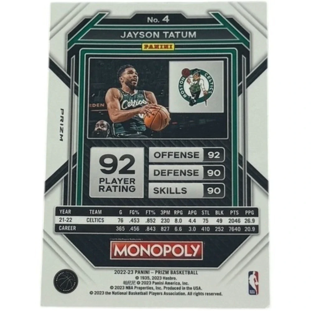 2022 2023 Panini Prizm Basketball Jayson Tatum Monopoly‎ Card Celtics
